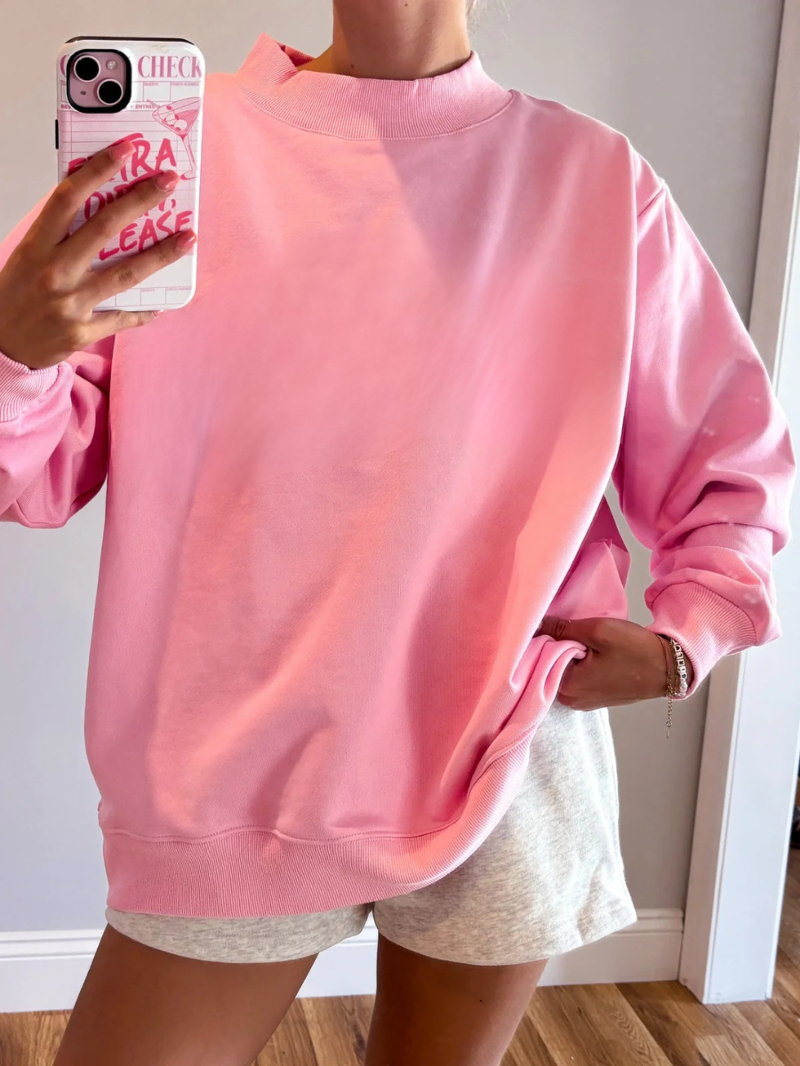 Lottie Pink Blank Mockneck Sweatshirt 100% Cotton