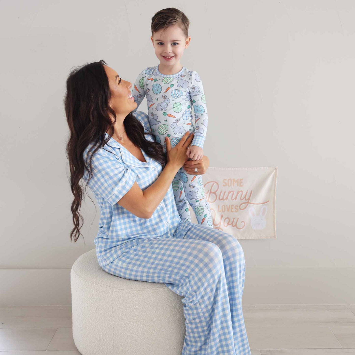 Hoppy Spring Two Piece Pajama Set | Blue