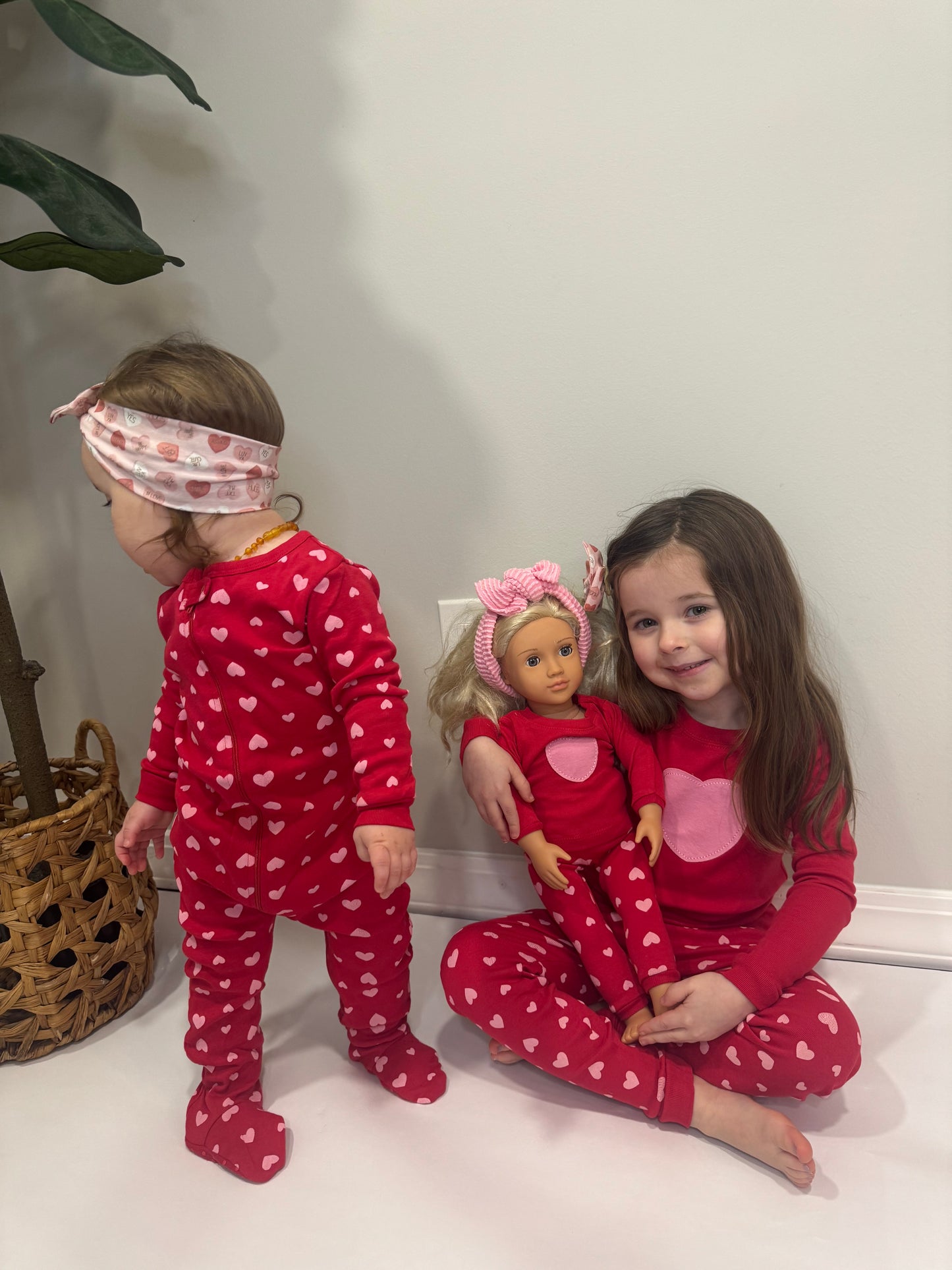 Kids Girl & Doll Cotton Hearts Pajama for Valentine's Day