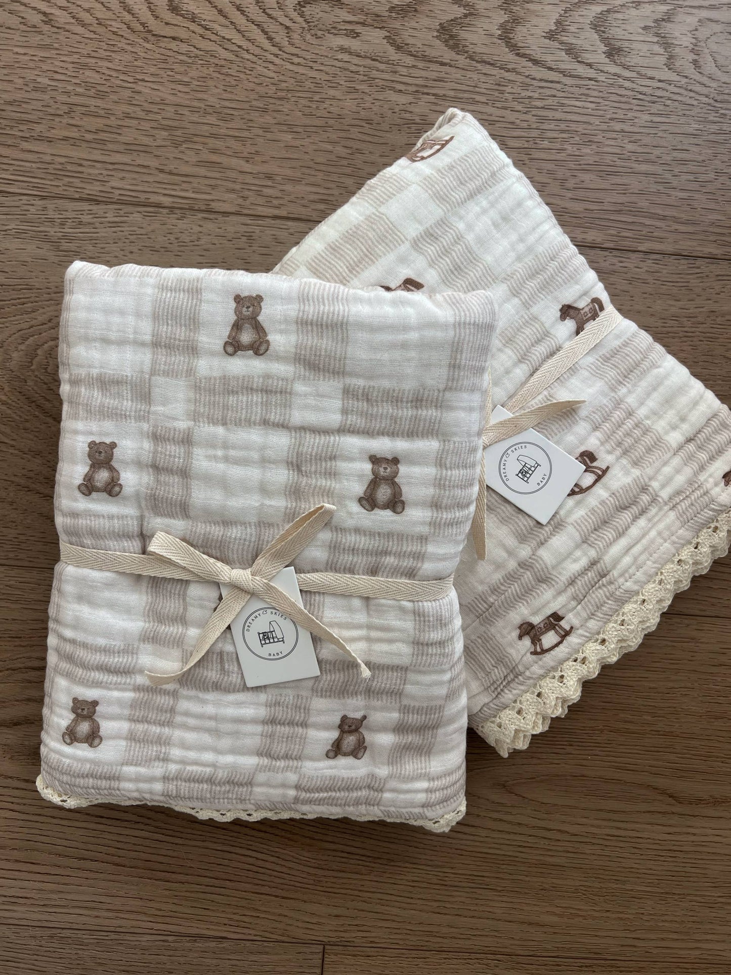 Vintage Teddy 6 Layer Gauze Blanket
