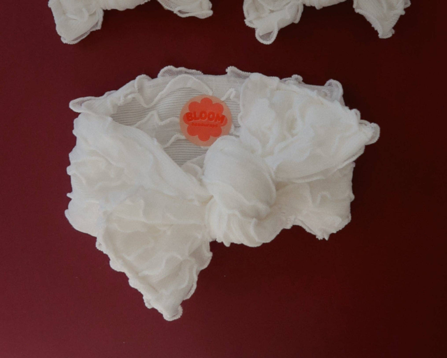 White Ruffle Tie On Headwrap