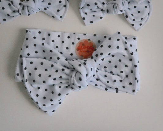 White Polka Dot Tie On Headwrap