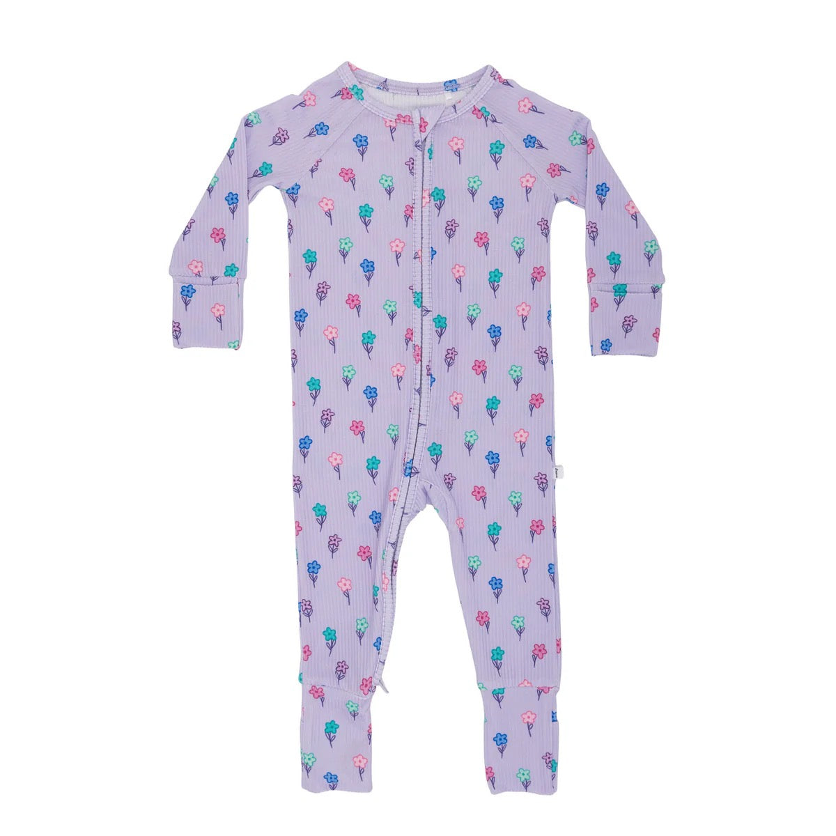 Lilac Daisies Ribbed Zip Romper