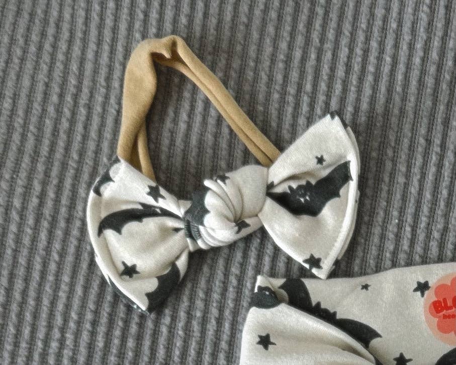 Bats Bloom piggie clips or Nylon Headband