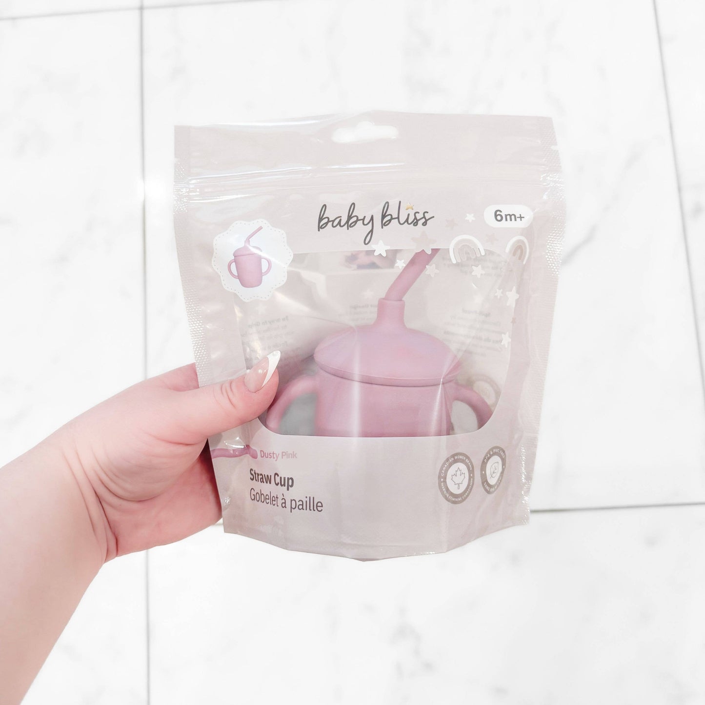 Sippy Cup with Straw, Spill-Proof & Anti-Stain - Dusty Pink