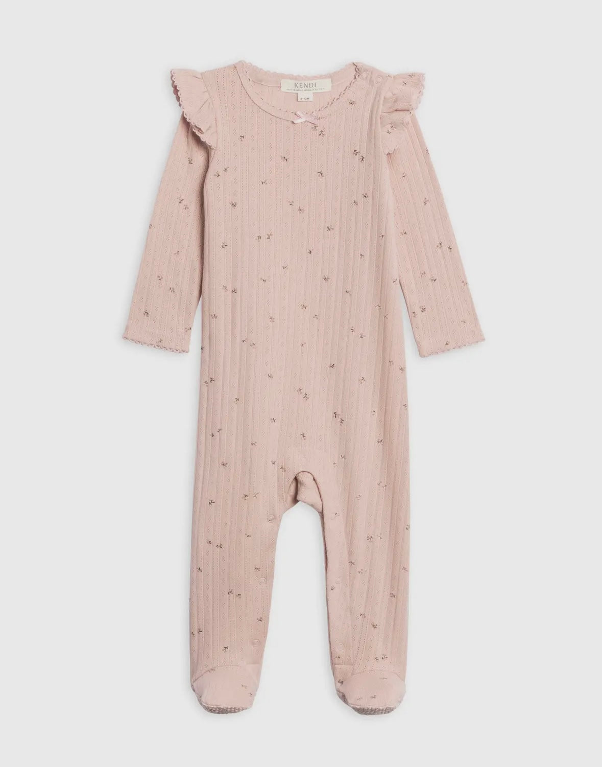 Addy Brushed Back Pointelle Flutter Sleeve Footed Romper