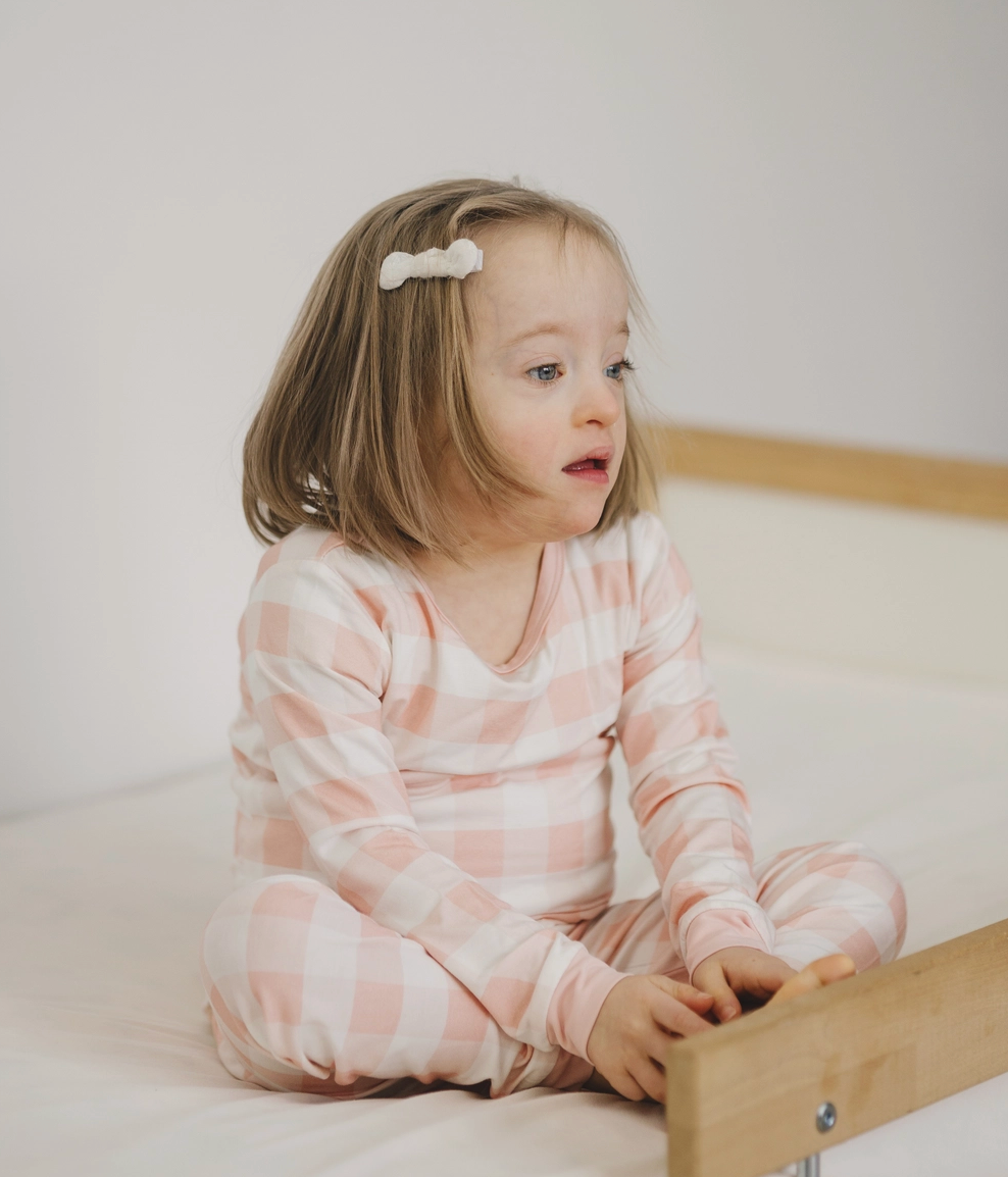 Pink Gingham Bamboo Set