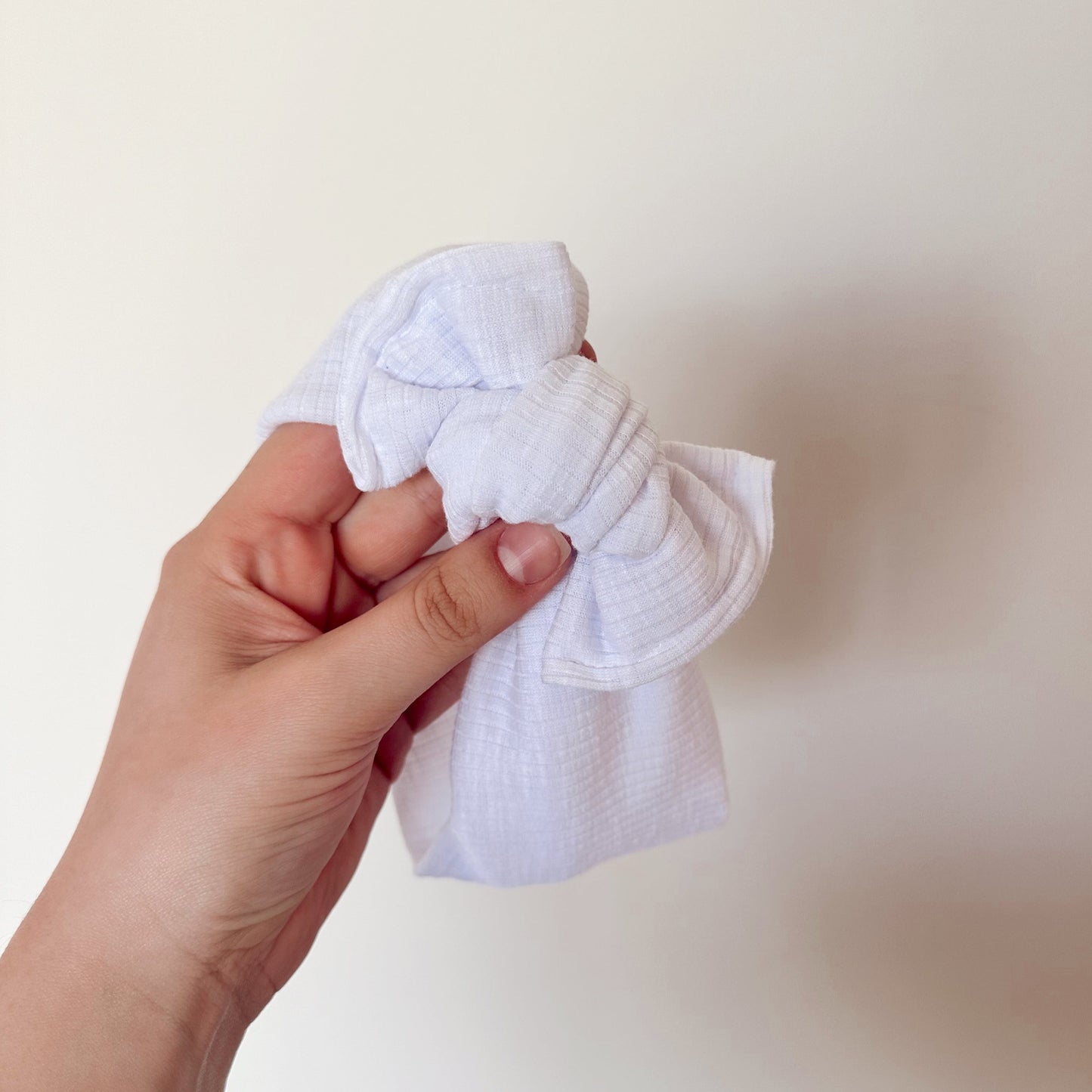 White Ribbed Headwrap Bow