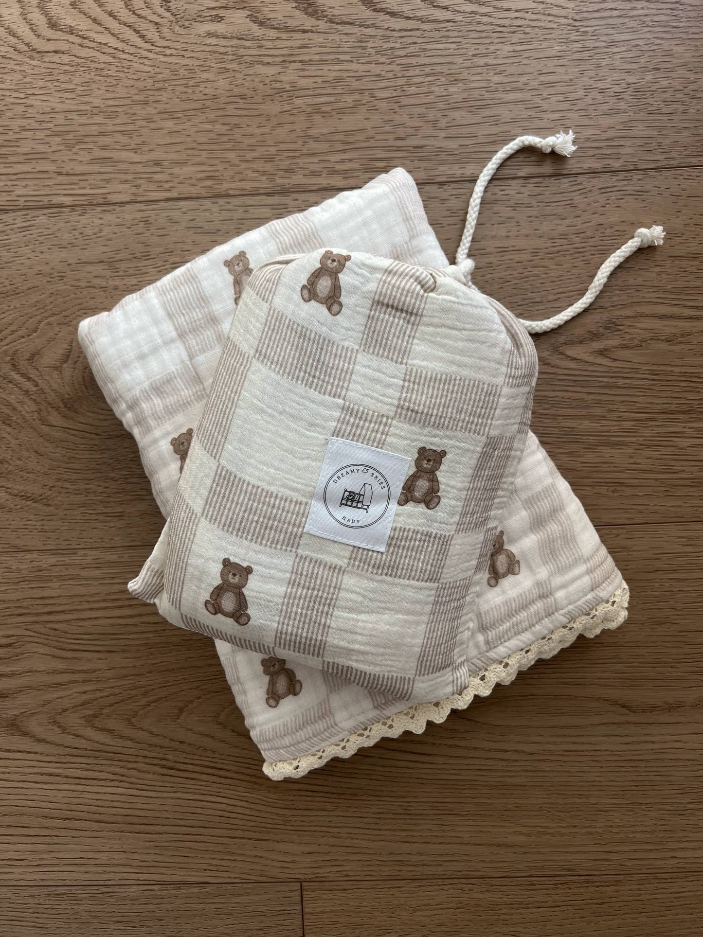 Vintage Teddy Cotton Gauze Crib Sheet