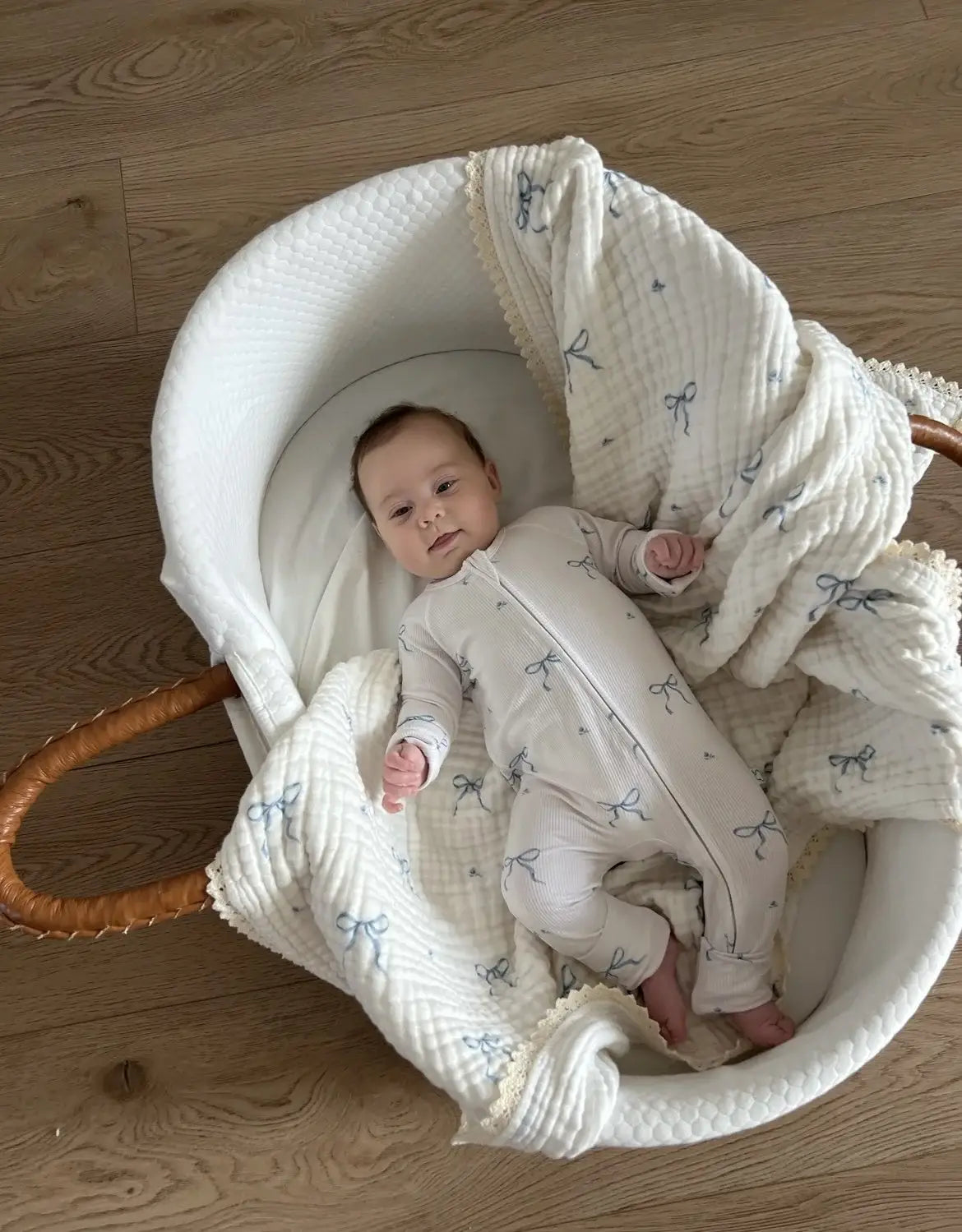 Blue Bows 6 Layer Gauze Blanket