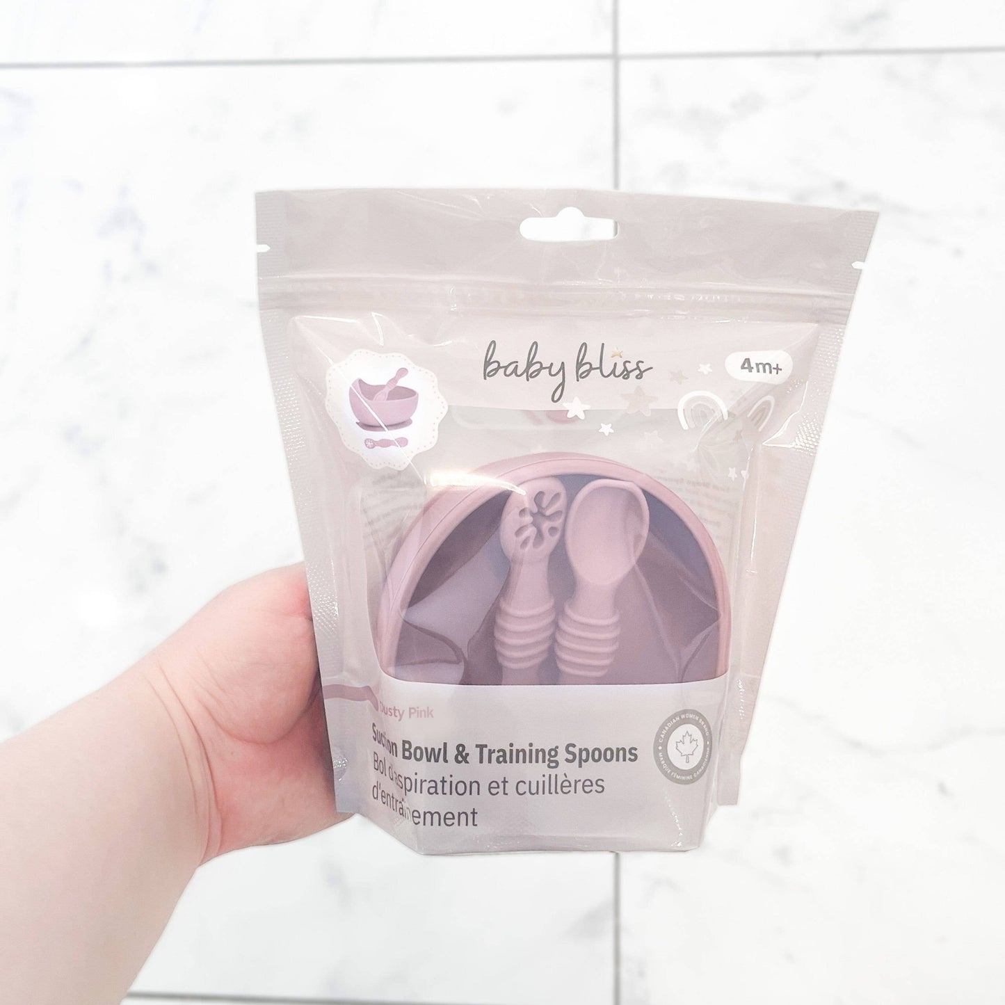 Suction Bowl & Training Spoons - Dusty Pink