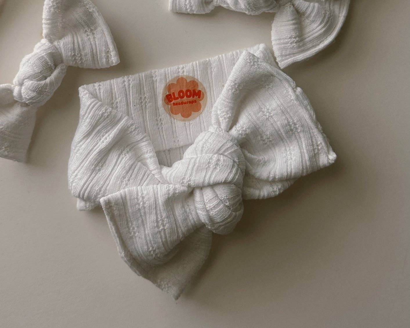 White Pointelle Tie On Headwrap