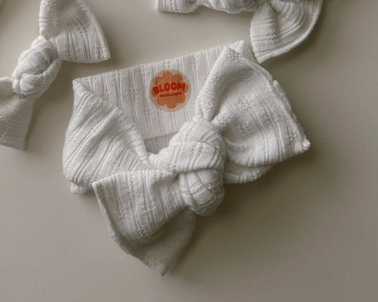 White Pointelle Tie On Headwrap