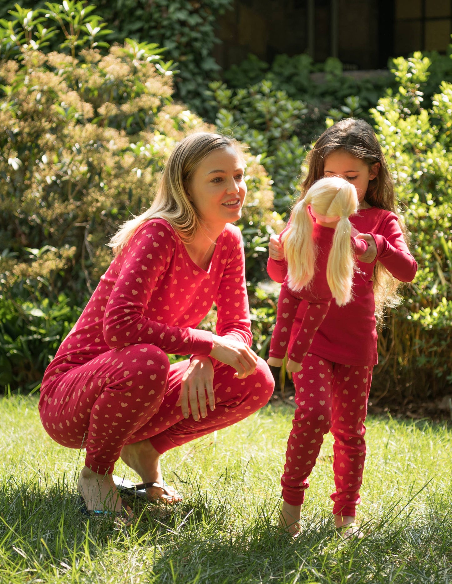 Kids Girl & Doll Cotton Hearts Pajama for Valentine's Day