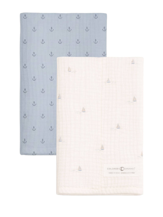 2-Pack Muslin Burp Cloths - Marina + Anchor