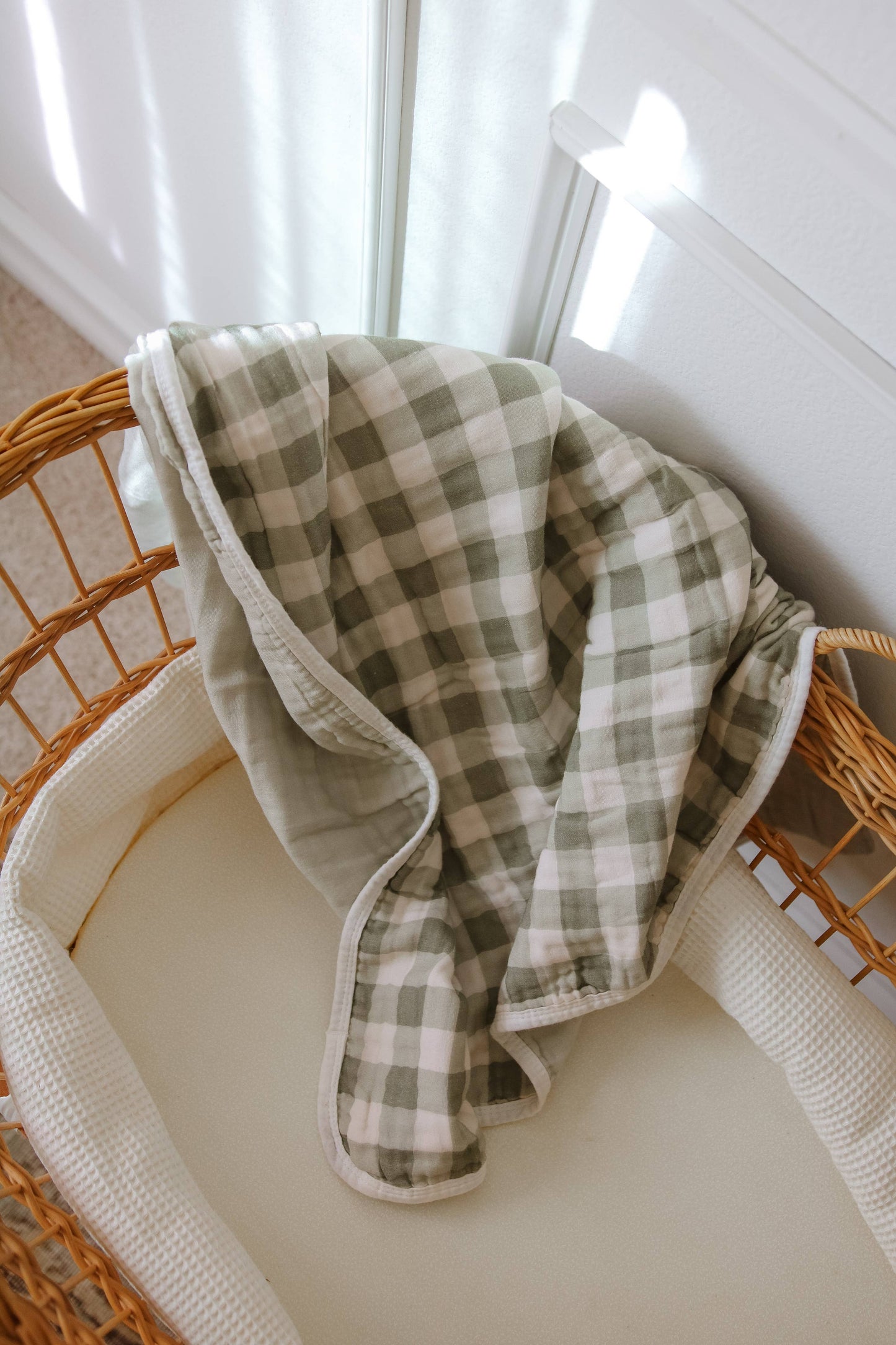 Evergreen Gingham 6 Layer Gauze Blanket