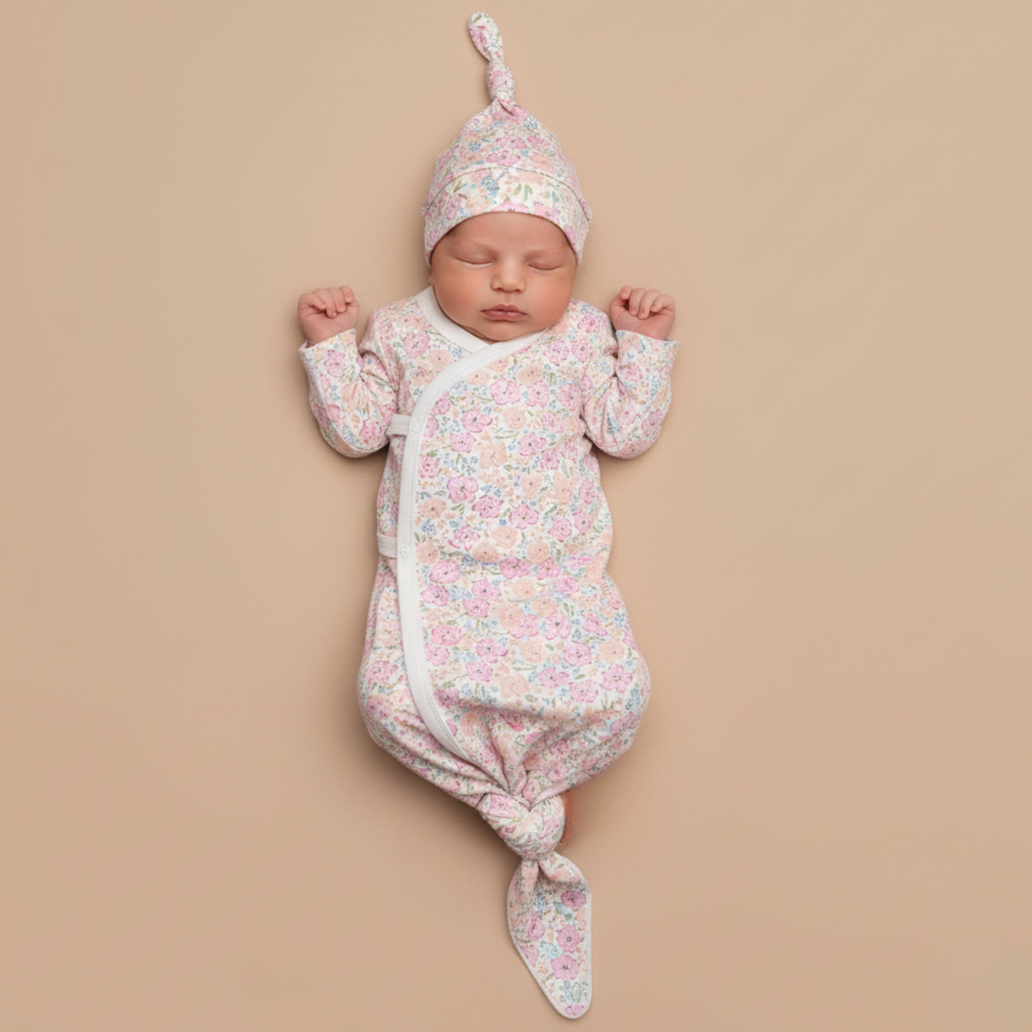 Organic Kimono Knotted Sleep Gown - Peony