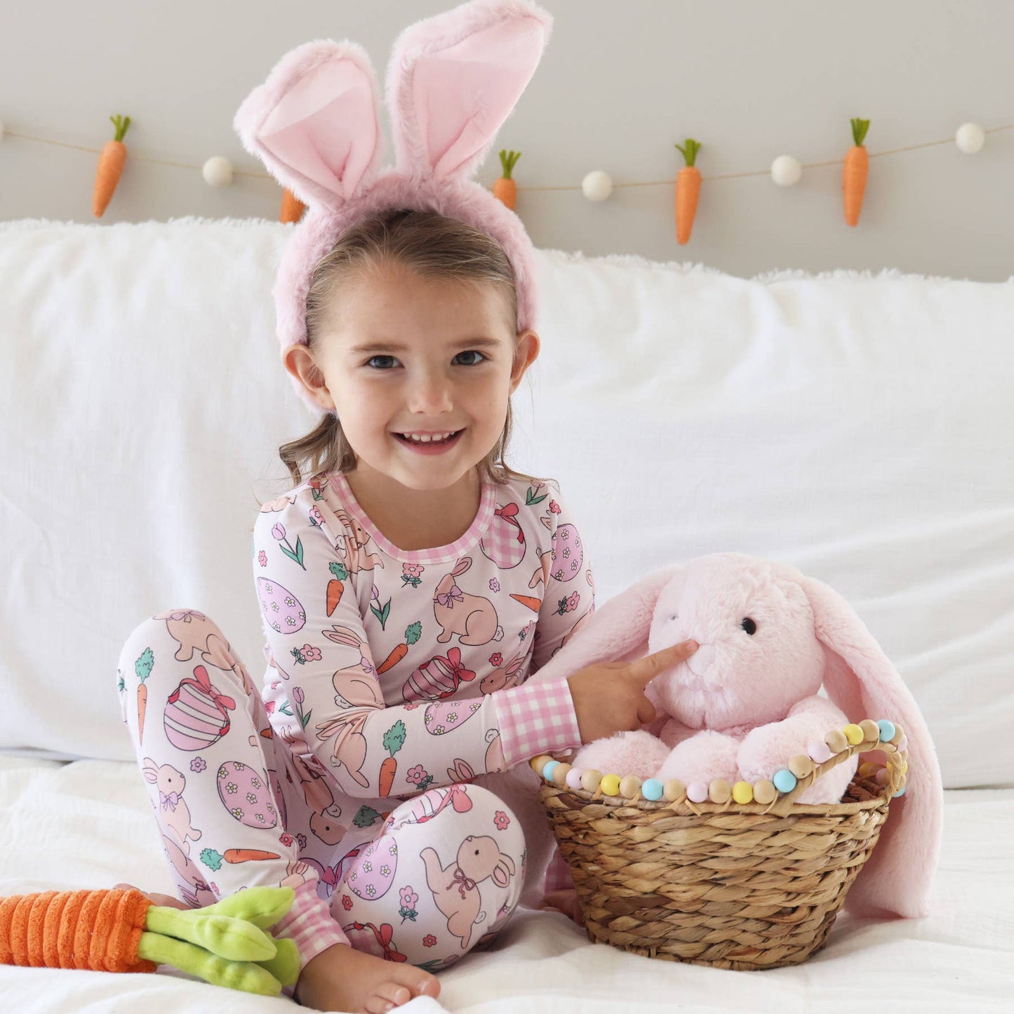Hoppy Spring Two Piece Pajama Set | Pink