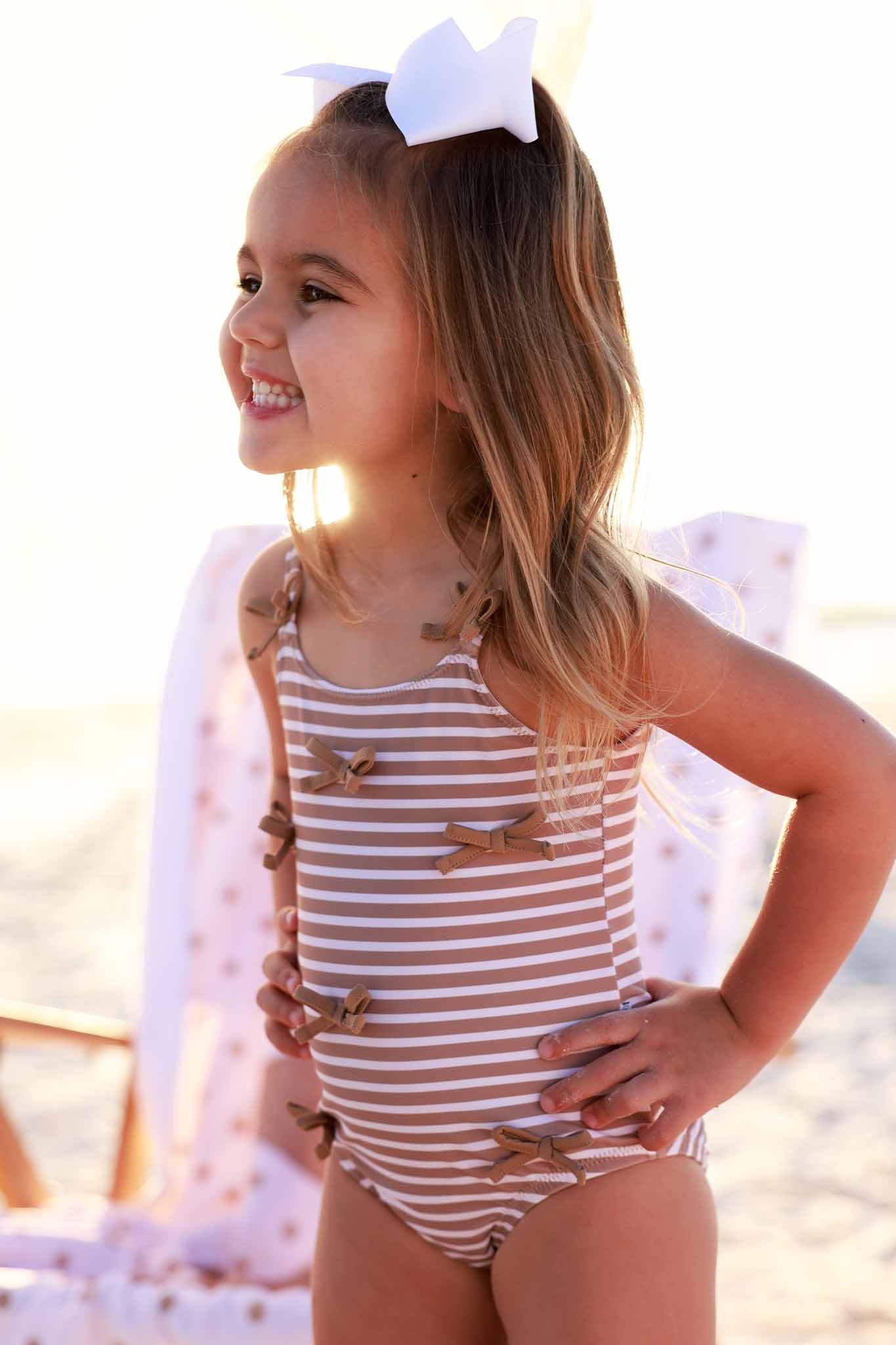 Tiny Bows One Piece | Sandy Stripes