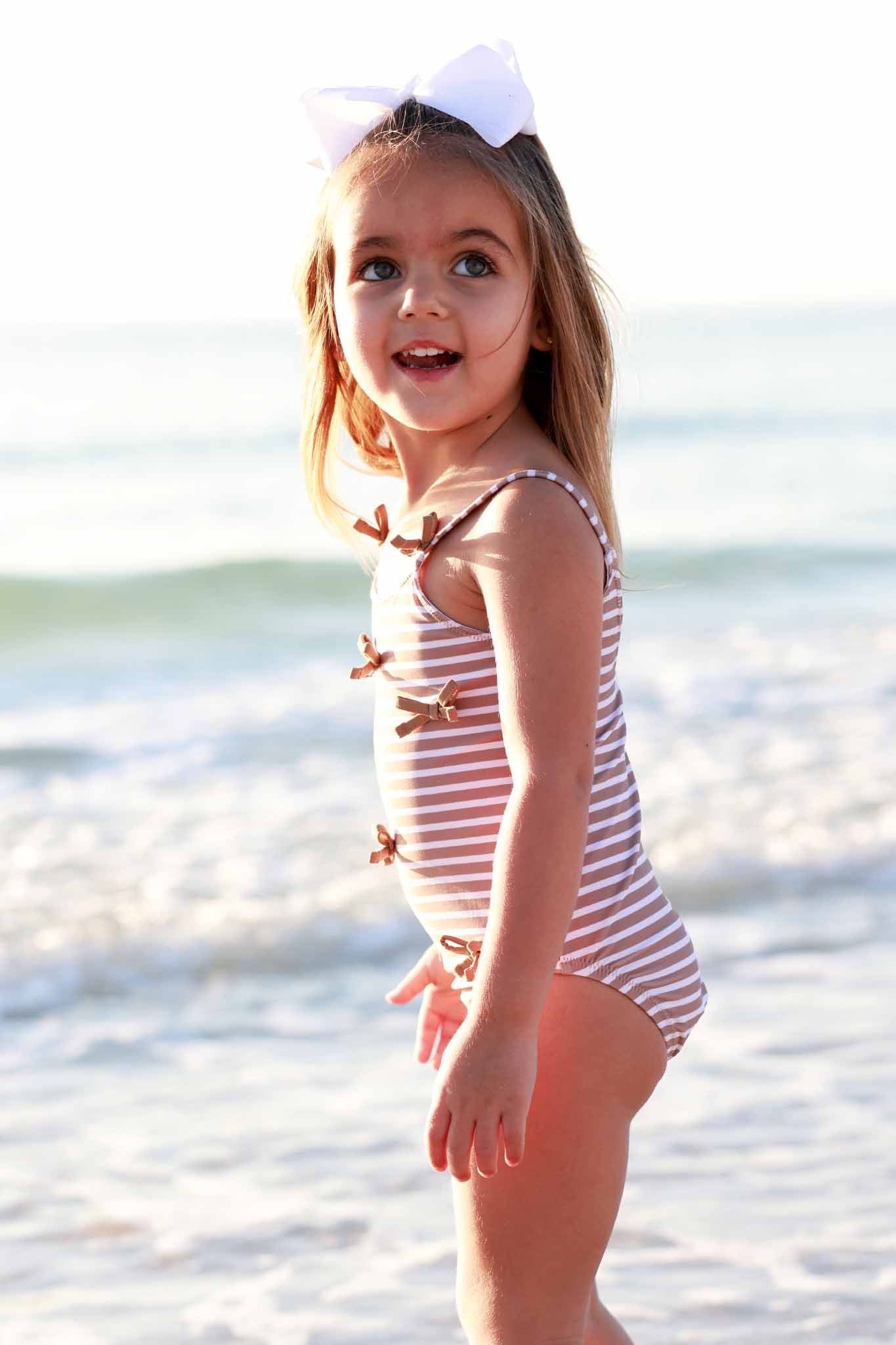 Tiny Bows One Piece | Sandy Stripes