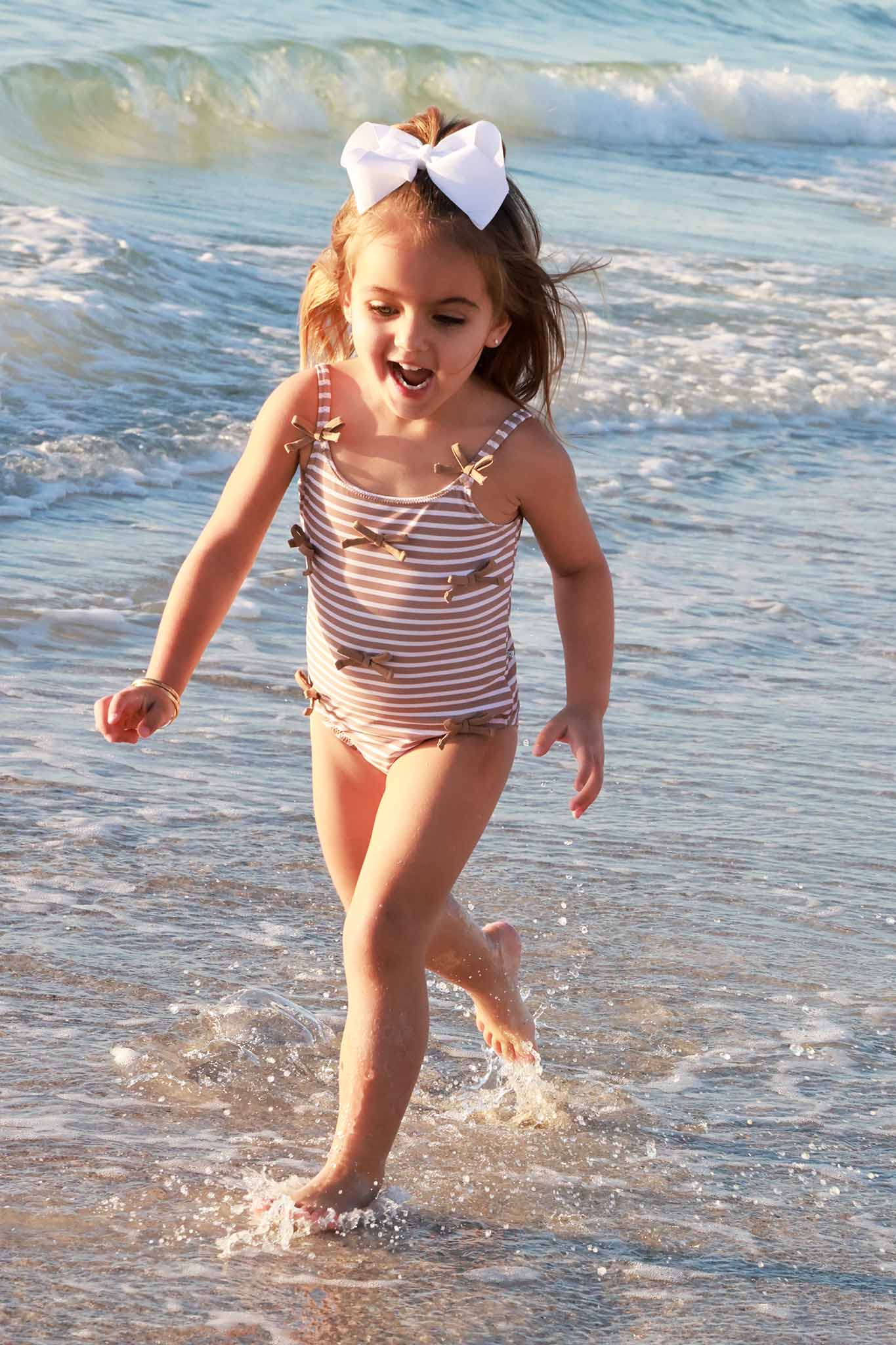 Tiny Bows One Piece | Sandy Stripes