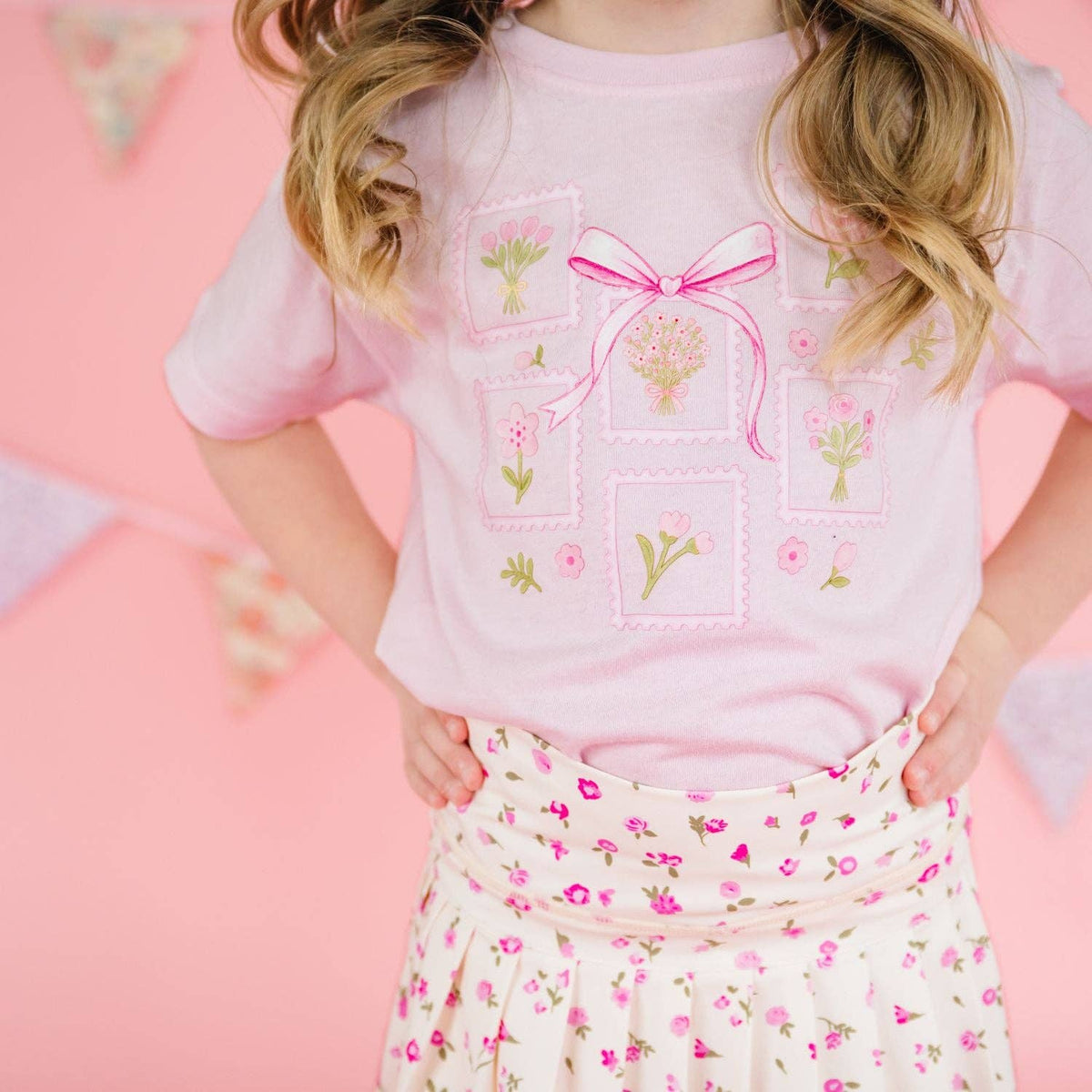 Bouquet Bow Short Sleeve T-Shirt - Kids Boutique Clothing