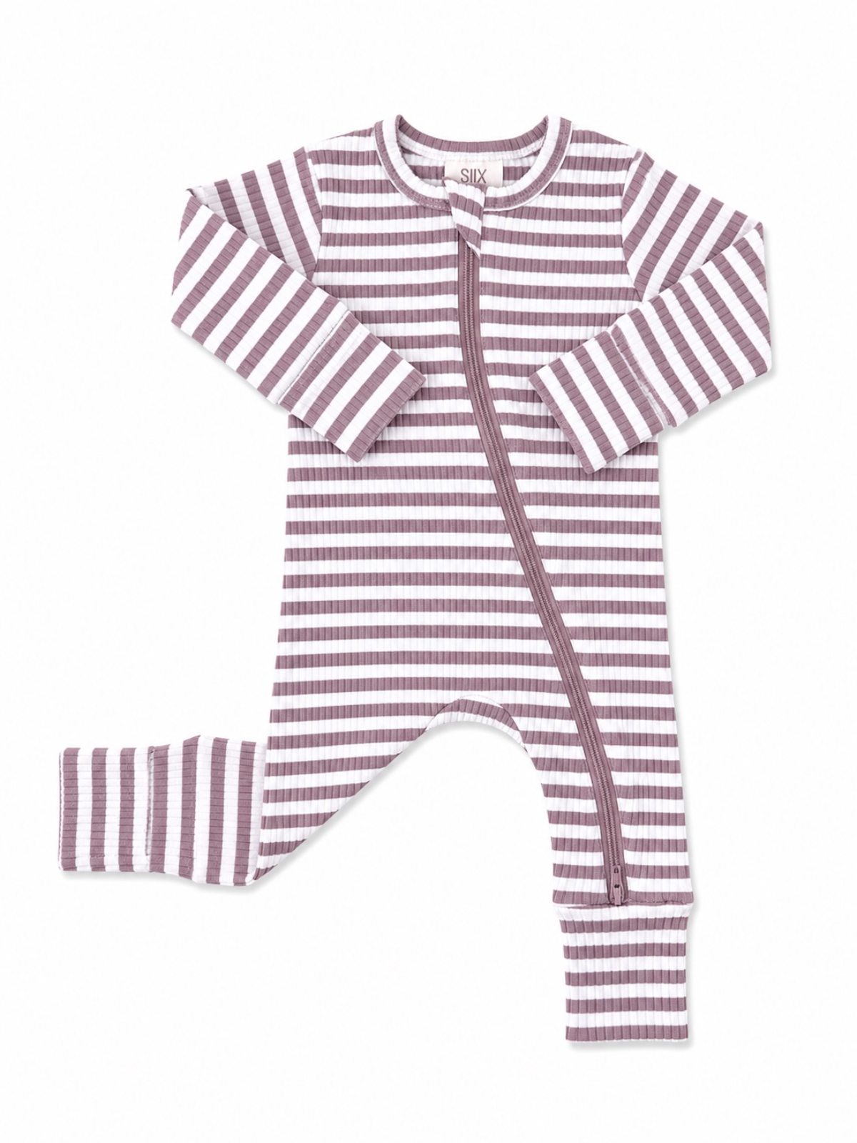 Violet Stripe / Ribbed 2-Way Zip Romper