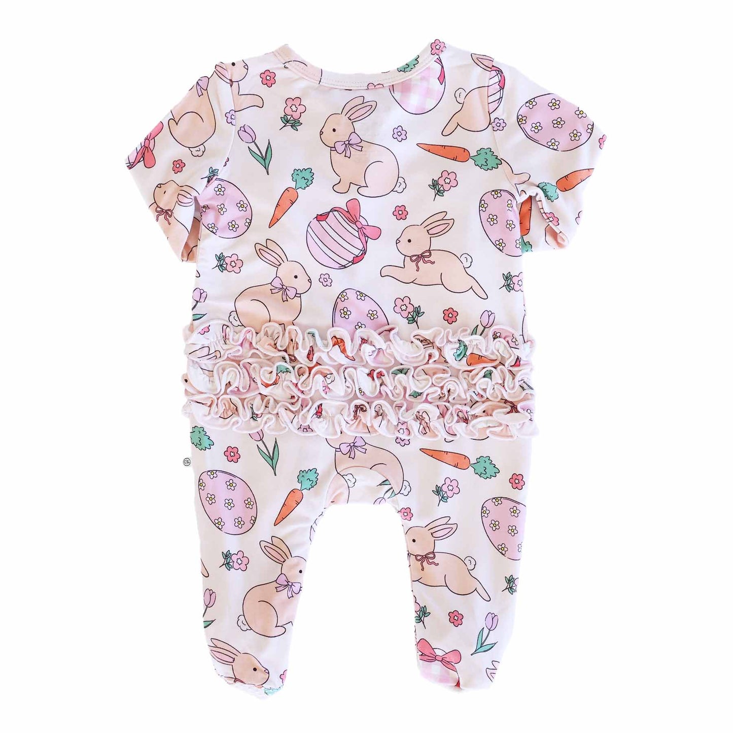Hoppy Spring Ruffle Zipper Footie | Pink