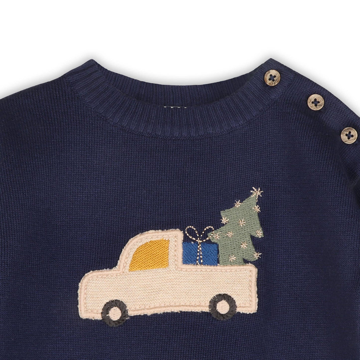Jolly Truck Applique Sweater Knit Baby Pullover & Pant Set