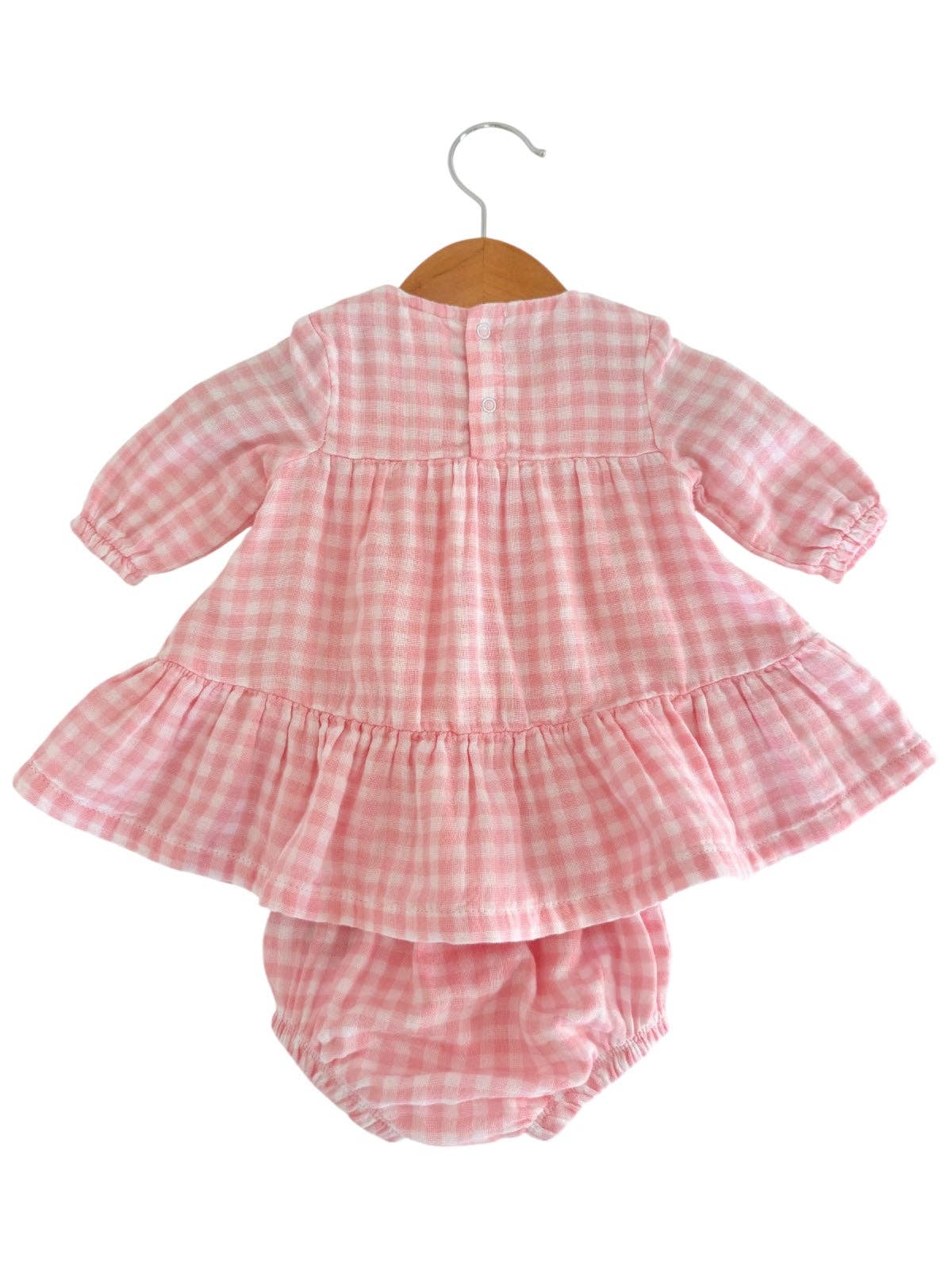 Smocked Ruffle Tiered Dress & Bloomer, Pink Gingham