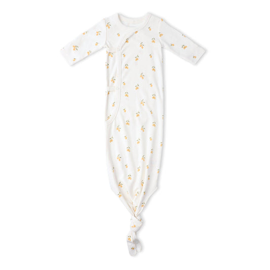 Organic Kimono Knotted Sleep Gown - Lemons