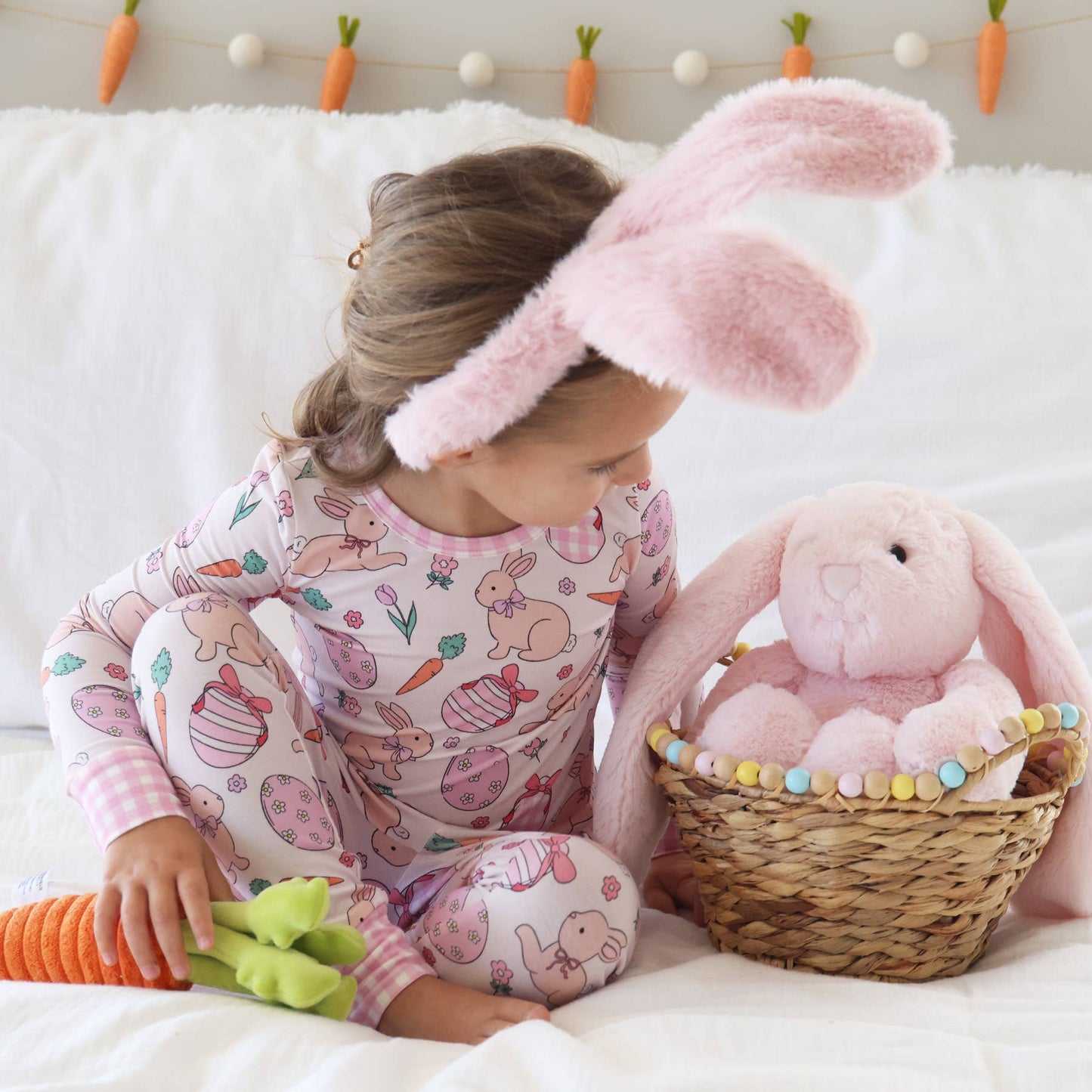 Hoppy Spring Two Piece Pajama Set | Pink