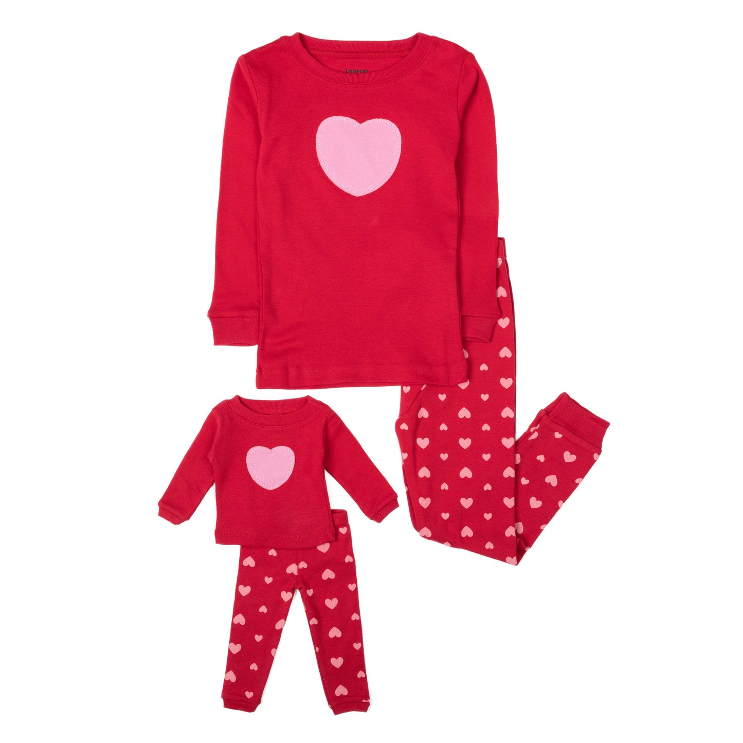 Kids Girl & Doll Cotton Hearts Pajama for Valentine's Day