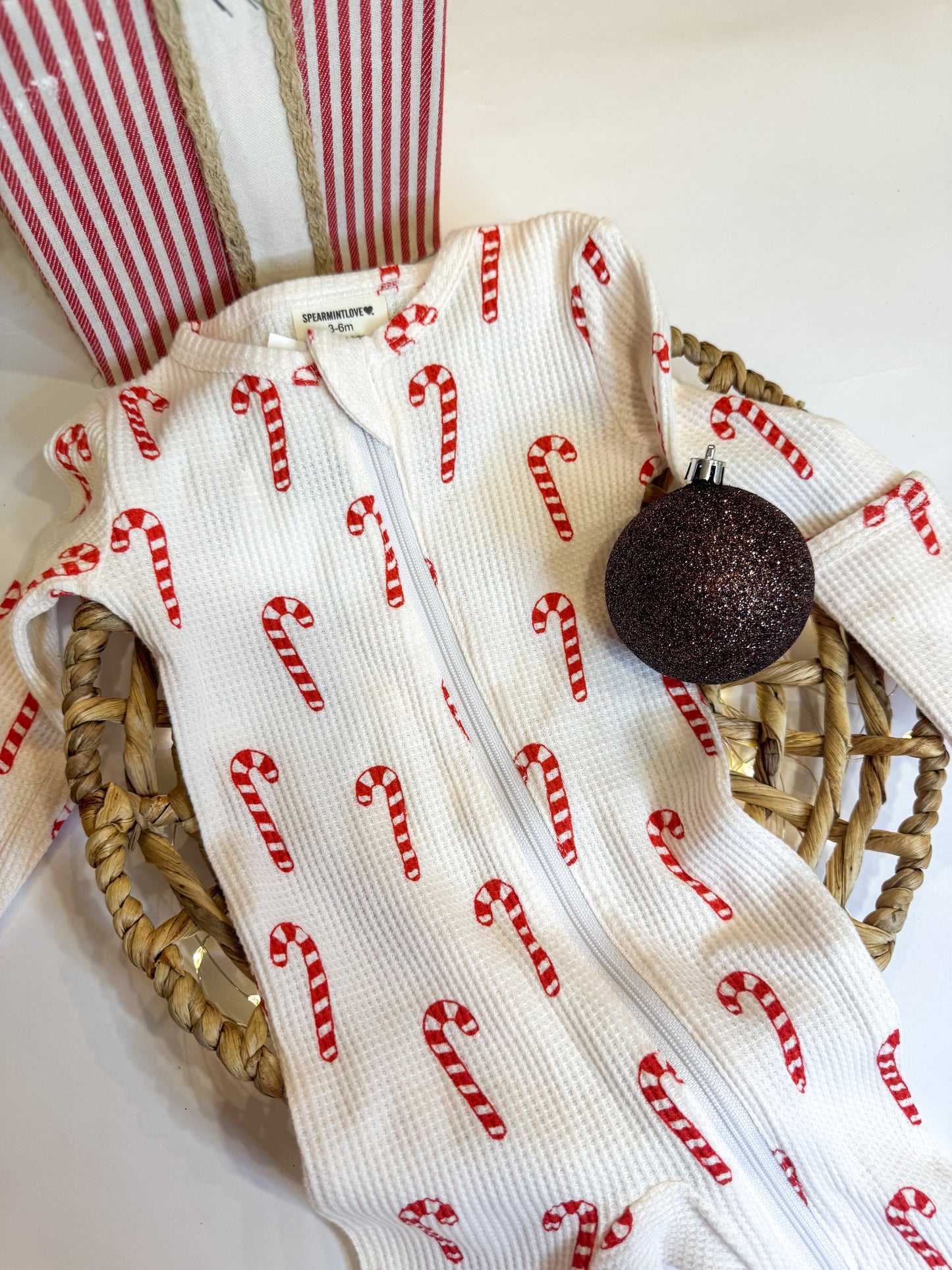 Candy Cane Zipper Romper
