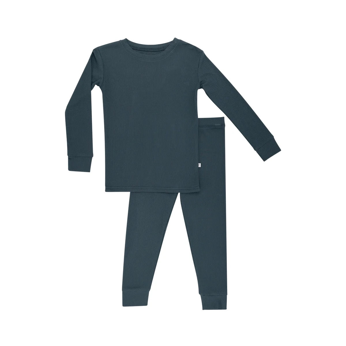 Dark Steel Blue Ribbed Two-Piece Set