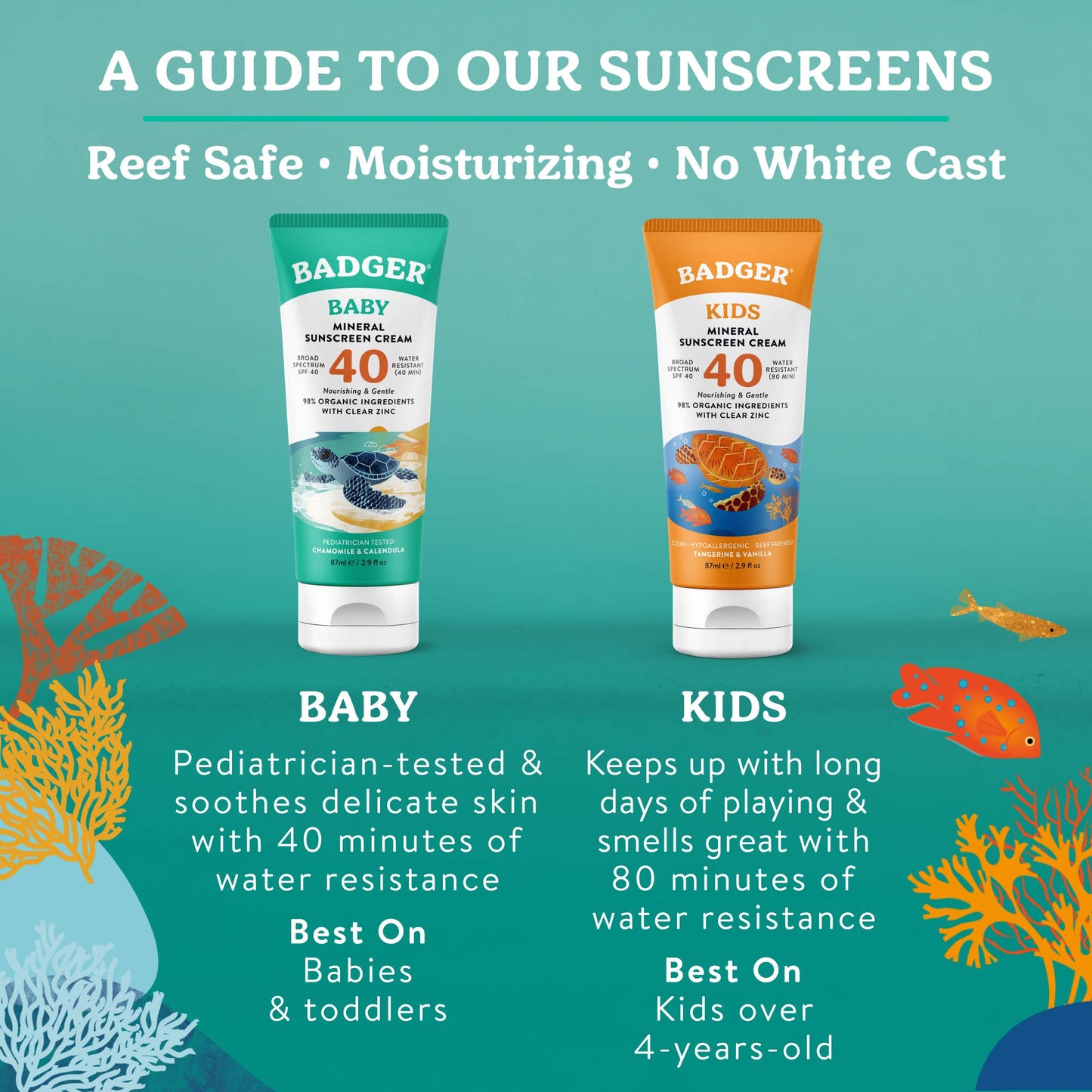 Badger Mineral Baby Sunscreen Cream SPF 40 with Zinc Oxide