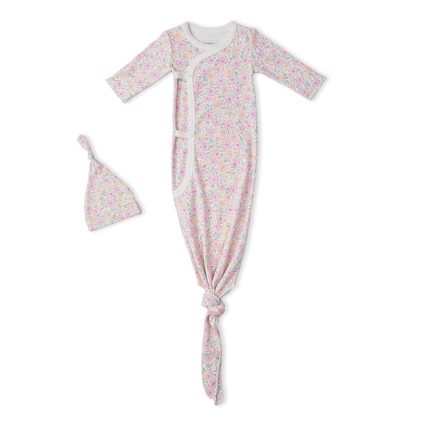 Organic Kimono Knotted Sleep Gown - Peony