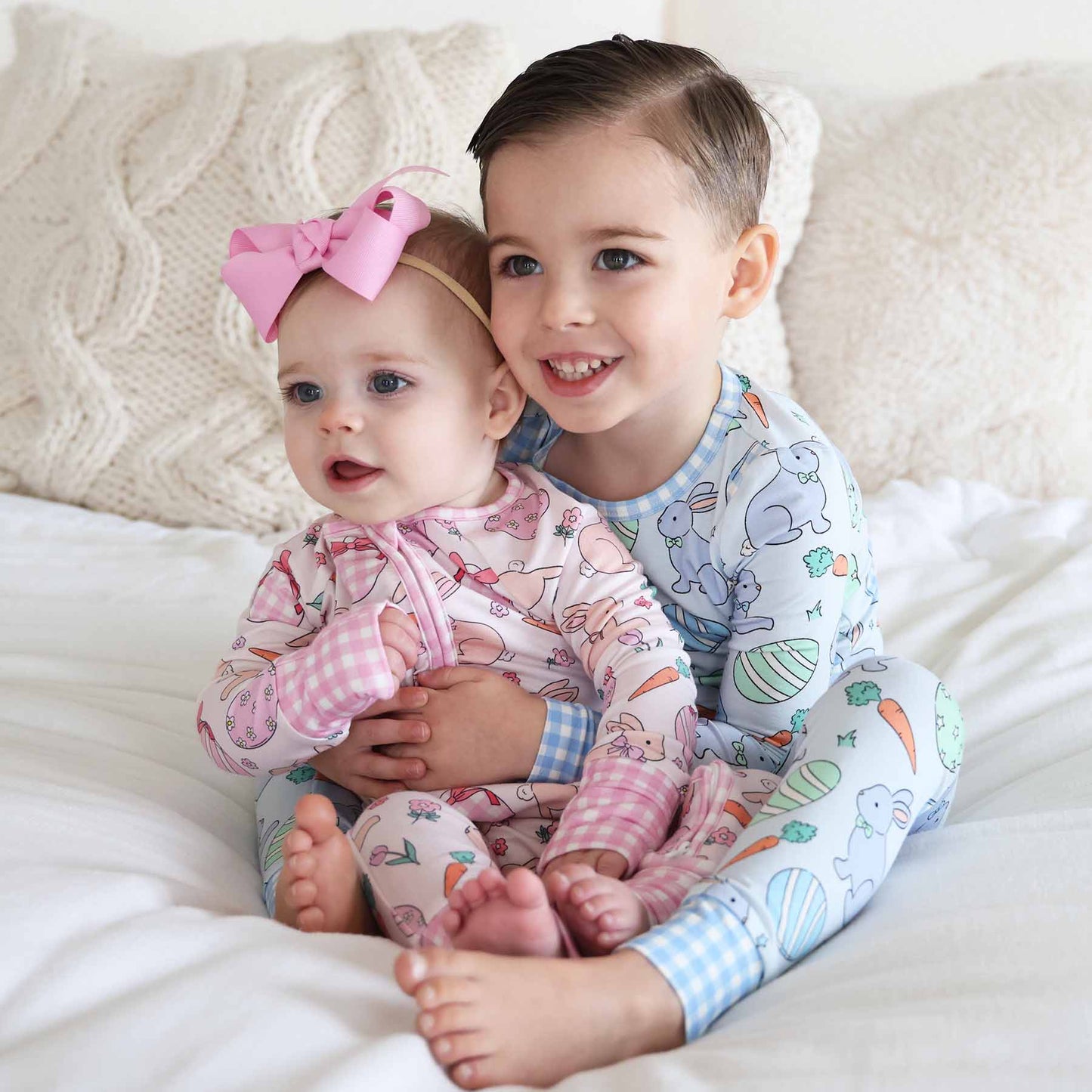 Hoppy Spring Two Piece Pajama Set | Blue