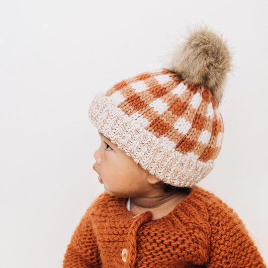 Autumn Plaid Pom Hat