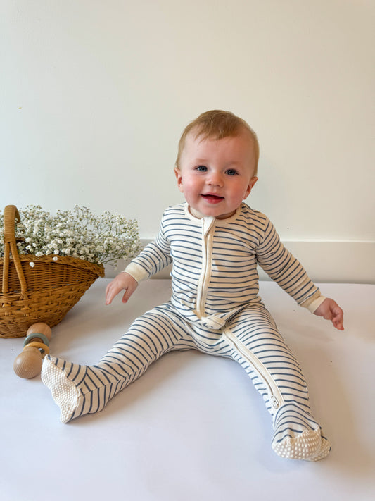Peyton Zipper Sleeper in Summit Stripe