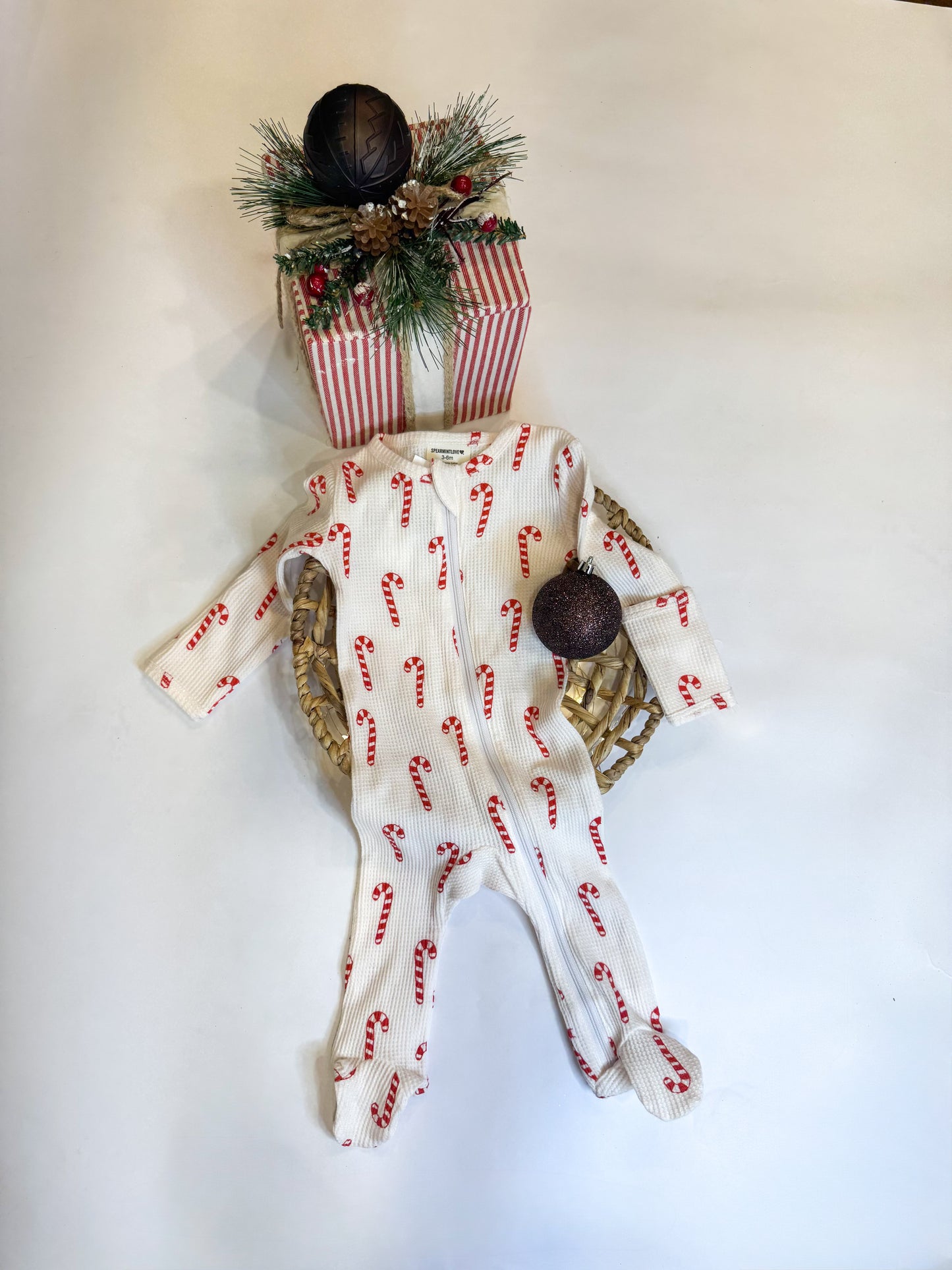 Candy Cane Zipper Romper