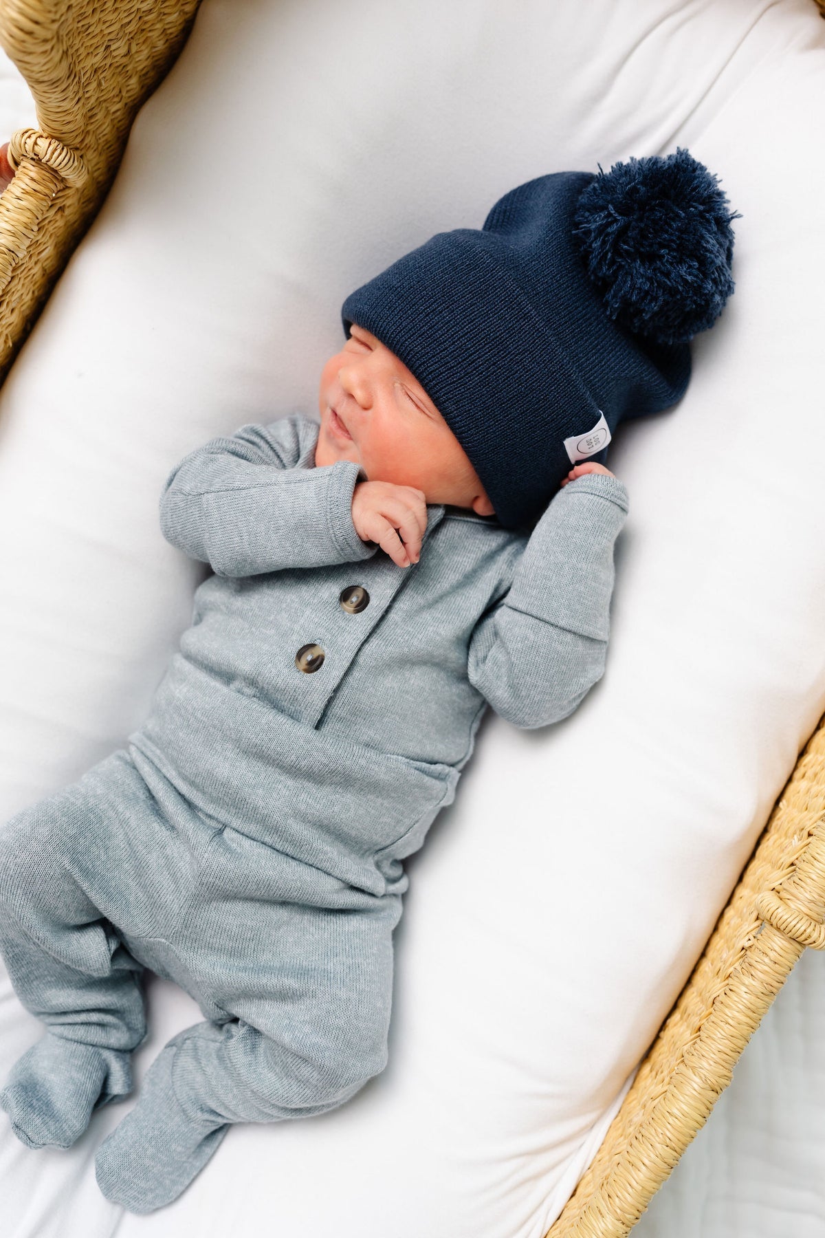 Beanie with Pom  - Navy