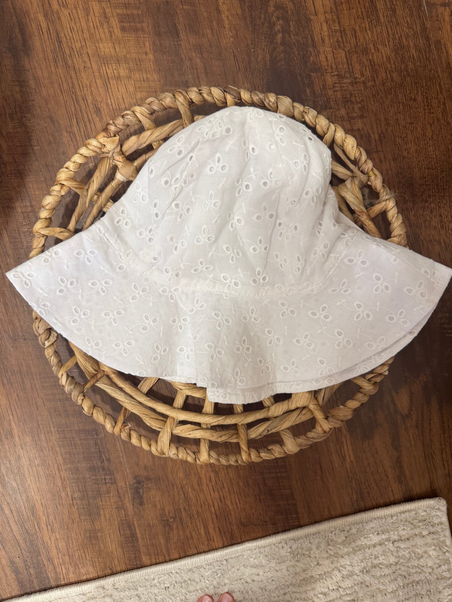 Floral eyelet sun hat