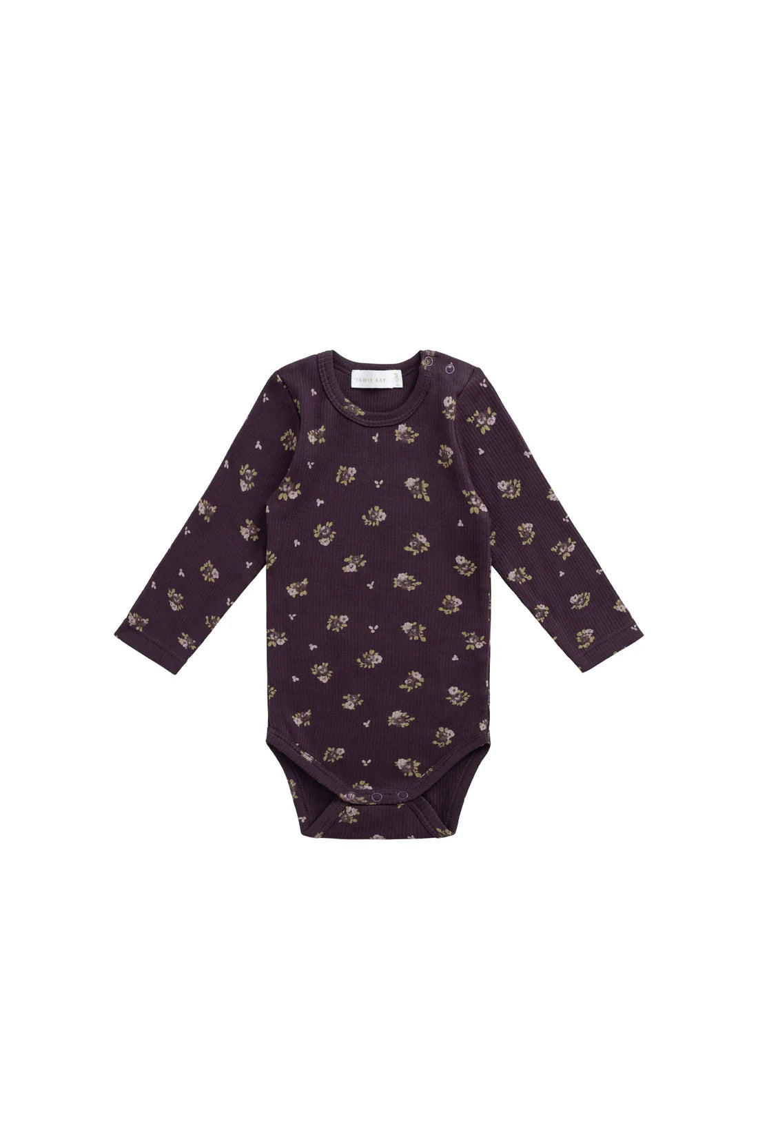 Organic Cotton Fine Rib Long Sleeve Bodysuit - Simone Huckleberry