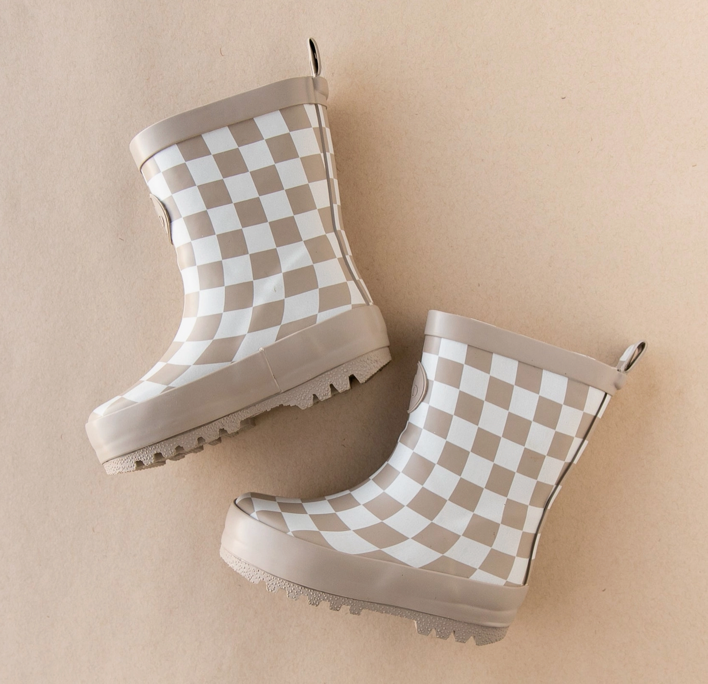 Tan Checkered Rain Boots