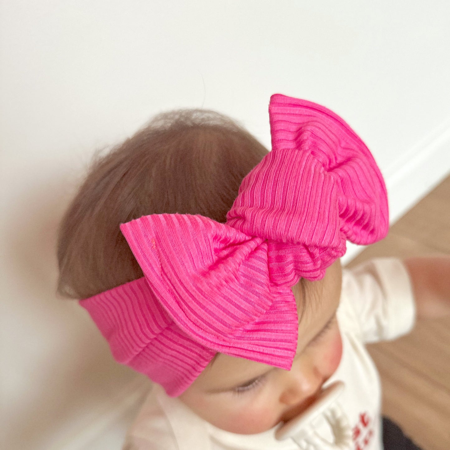 Hot Pink Ribbed Headwrap Bow