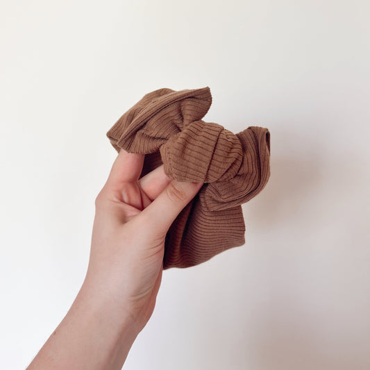 Mocha Ribbed Headwrap Bow