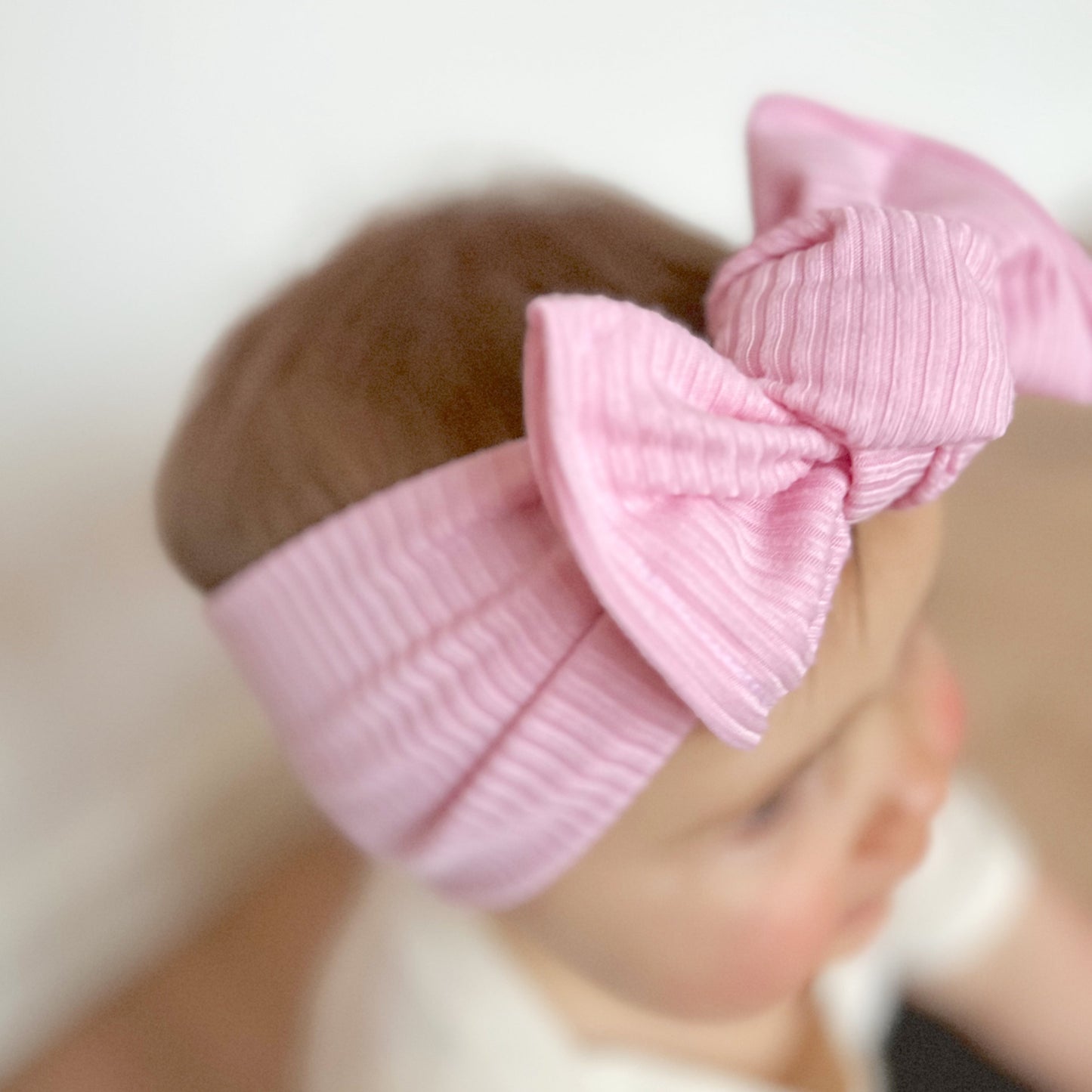 Ballet Pink Ribbed Headwrap Bow