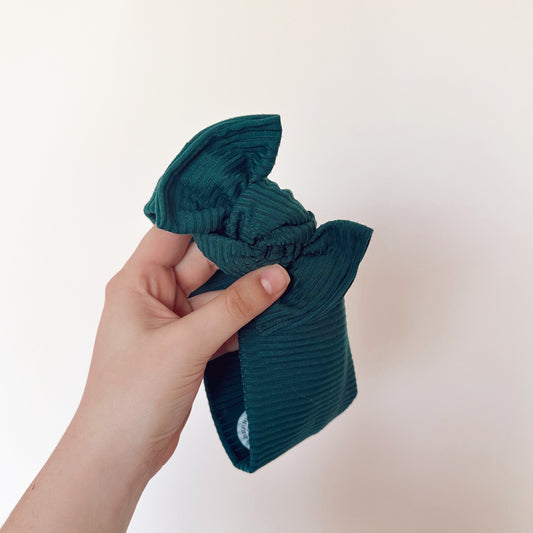 Evergreen Ribbed Headwrap Bow