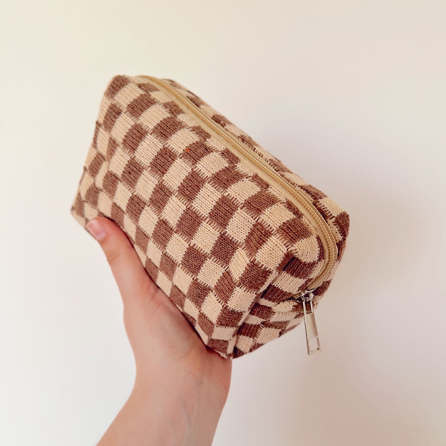 Checkered Makeup Bag